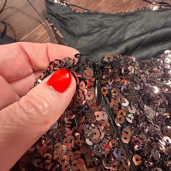 NWT ASTR The Label Sequin Rose Pink (Bronze) and Black Mini Dress Size Large - Picture 7 of 8